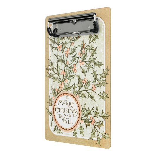 Kerst Holly Antiek Groet Mini Klembord (Angled2)