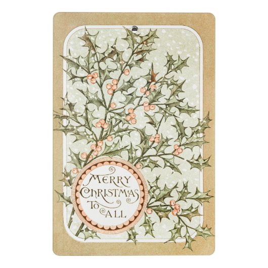 Kerst Holly Antiek Groet Mini Klembord (Achterkant)