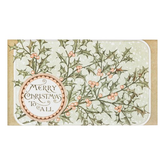 Kerst Holly  Antiek Groet Naambadge (Voorkant)