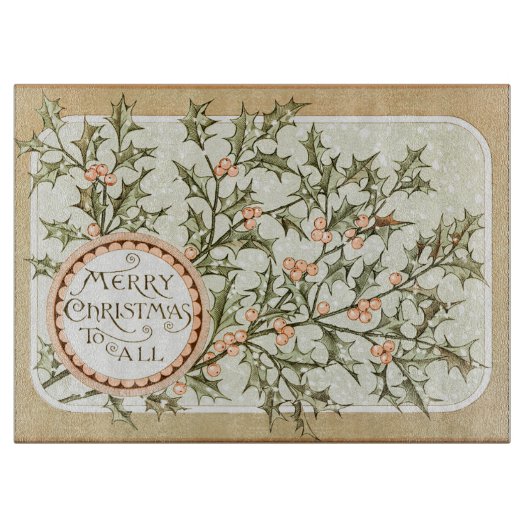 Kerst Holly  Antiek Groet Snijplank (Voorkant)