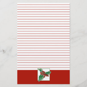 Kerst Holly Berries Botanische kunst rood gevoerd Briefpapier
