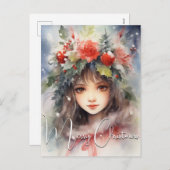 Kerst Holly Berry Fairy Feestdagenkaart (Voorkant / Achterkant)