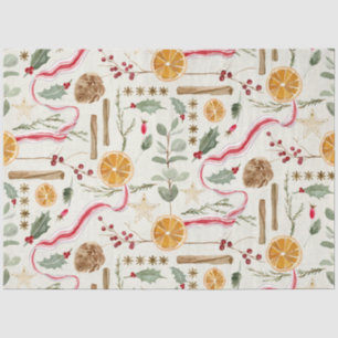 Kerst Holly Berry kaneel Sinaasappel Decoupage Tissuepapier