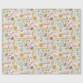 Kerst Holly Berry kaneel Sinaasappel rood lint Cadeaupapier (Vlak)