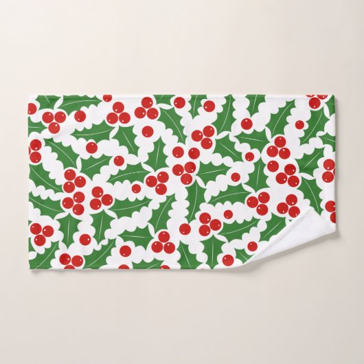 Kerst Holly Berry patroon rood en groen Bad Handdoek (Handdoek)