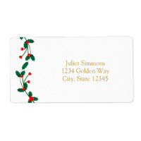 Kerst Holly Bes Elegant Adreslabel
