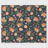 Kerst Holly bessen en Fruit Wrapping Paper Cadeaupapier (Vlak)