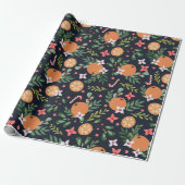 Kerst Holly bessen en Fruit Wrapping Paper Cadeaupapier (Uitgerold)