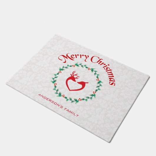 Kerst Holly bessen krans Deurmat (Schuin)