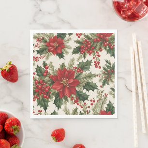 Kerst Holly & bessen Papier servet