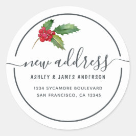 Kerst Holly bessen We hebben verplaatst nieuw adre Ronde Sticker