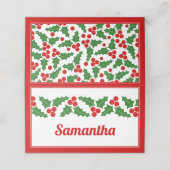 Kerst holly bessengrens gevouwen escort (Buitenkant ongevouwen)