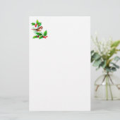 Kerst Holly & Bird II Stationery Briefpapier (Staand voorkant)