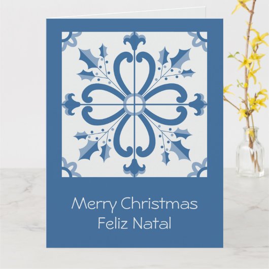 Kerst holly bladeren en bloemblaadjes tegels kaart (Gele Bloem)