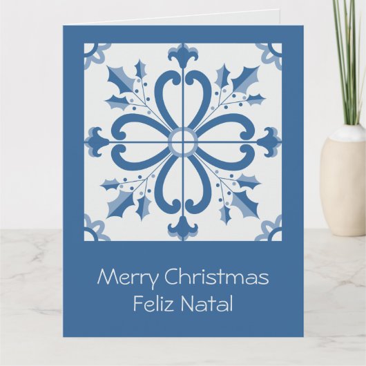 Kerst holly bladeren en bloemblaadjes tegels kaart (Voorkant)