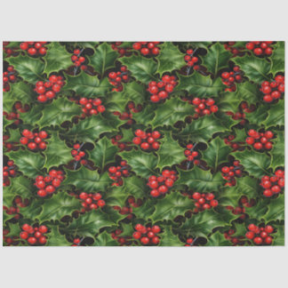 Kerst Holly bladeren en rode bessen patroon Tissuepapier