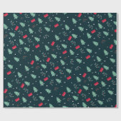 Kerst Holly, Bomen en Harten Cadeaupapier (Vlak)