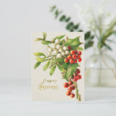  Kerst Holly Branch Art Briefkaart (Staand voorkant)