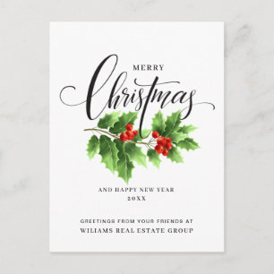 Kerst Holly Branch Holiday Corporate Greeting Briefkaart