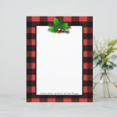 Kerst Holly Buffalo Plaid Gepersonaliseerd papier (Staand voorkant)