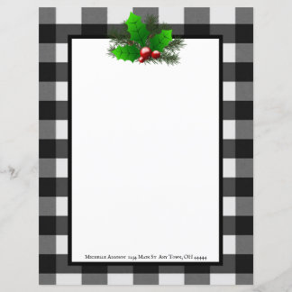 Kerst Holly Buffalo Plaid Gepersonaliseerd papier