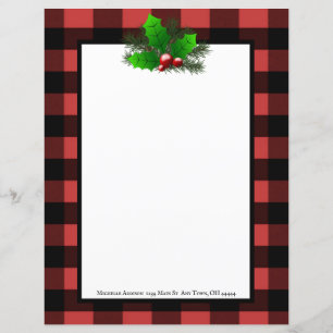 Kerst Holly Buffalo Pset Stationery