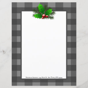 Kerst Holly Buffalo Pset Stationery