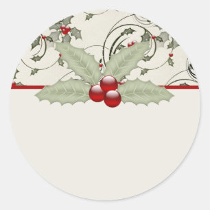 Kerst Holly Design 1 - Kerst stickers