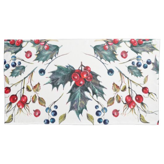 Kerst Holly en Berries Kussenslopen (Voorkant-Links)