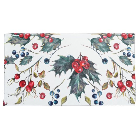 Kerst Holly en Berries Kussenslopen (Voorkant-Rechts)