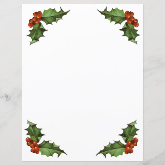 Kerst Holly en bessen Briefpapier (Achterkant)