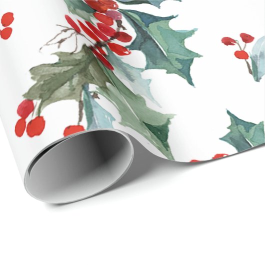 Kerst Holly en bessen patroon Cadeaupapier (Rol Hoek)