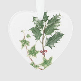 Kerst Holly en Ivy Botanical Heart Ornament