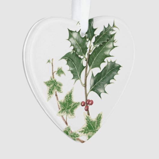 Kerst Holly en Ivy Botanical Heart Ornament (voorkant)