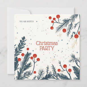 Kerst Holly-feestlunch en cadeau-uitwisseling Kaart