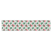 Kerst Holly Festive Floral Red Green Pattern Korte Tafelloper (Horizontaal)