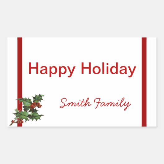 Kerst Holly Gift Label met aangepaste naam (Voorkant)