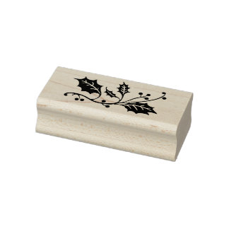 Kerst Holly (kies uw kleur) Rubberstempel