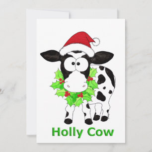 Kerst Holly Koe Feestdagenkaart