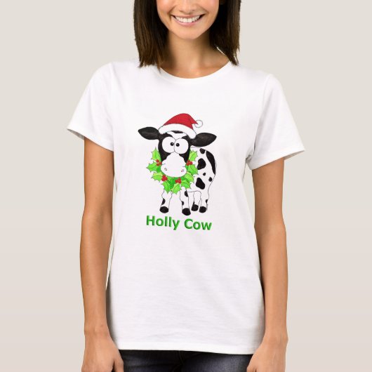 Kerst Holly Koe T-shirt (Voorkant)