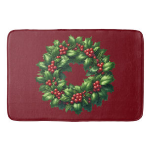 Kerst Holly Krans Bath Mat