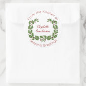 Kerst holly krans Home Bakken Ronde Sticker (Tas)
