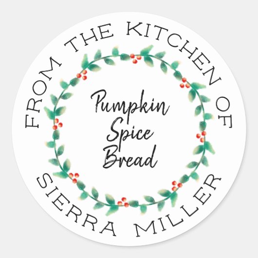 Kerst Holly krans keuken trakteert cadeau label (Voorkant)