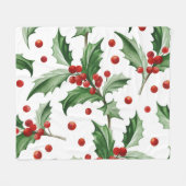 Kerst Holly laat naadloos symbool Fleece Deken (Voorkant (Horizontaal))