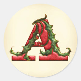 Kerst Holly Monogram A Envelop Afdichtingen Ronde Sticker