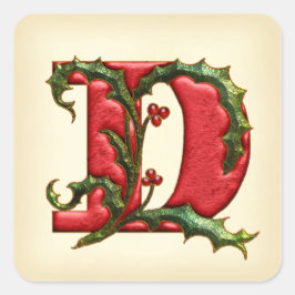 Kerst Holly Monogram D Envelop Afdichtingen Vierkante Sticker