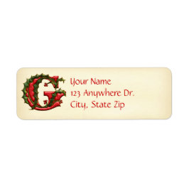 Kerst Holly Monogram G Etiket
