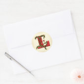 Kerst Holly Monogram L Envelop Afdichtingen Ronde Sticker (Envelop)