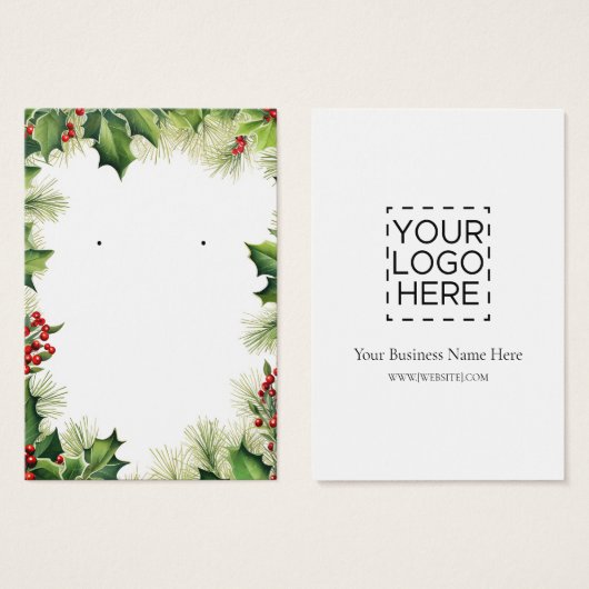 Kerst Holly Oorbel Display Kaart (Voorkant /achterkant)