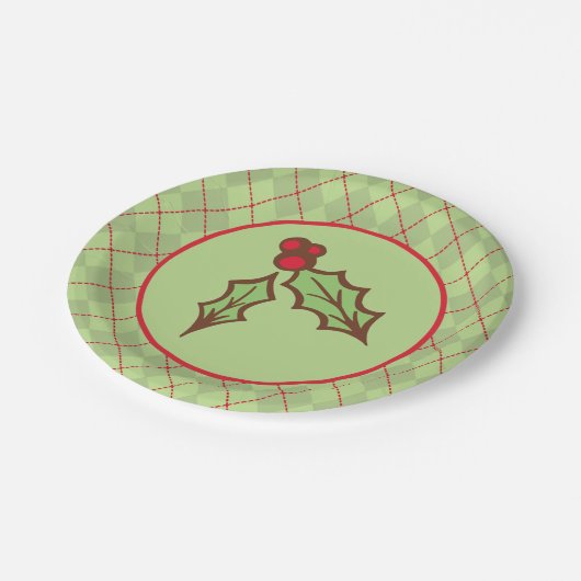 Kerst Holly Papier Borden Papieren Bordje (Gekanteld)